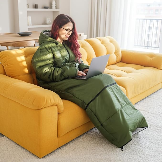Wearable Sleeping Bag Adult Outdoor & Indoor Sleeping Bags Applicable Temperature 25℉-50℉ Designed for Camping, Hiking, Backpacking, and Other Outdoor Adventures