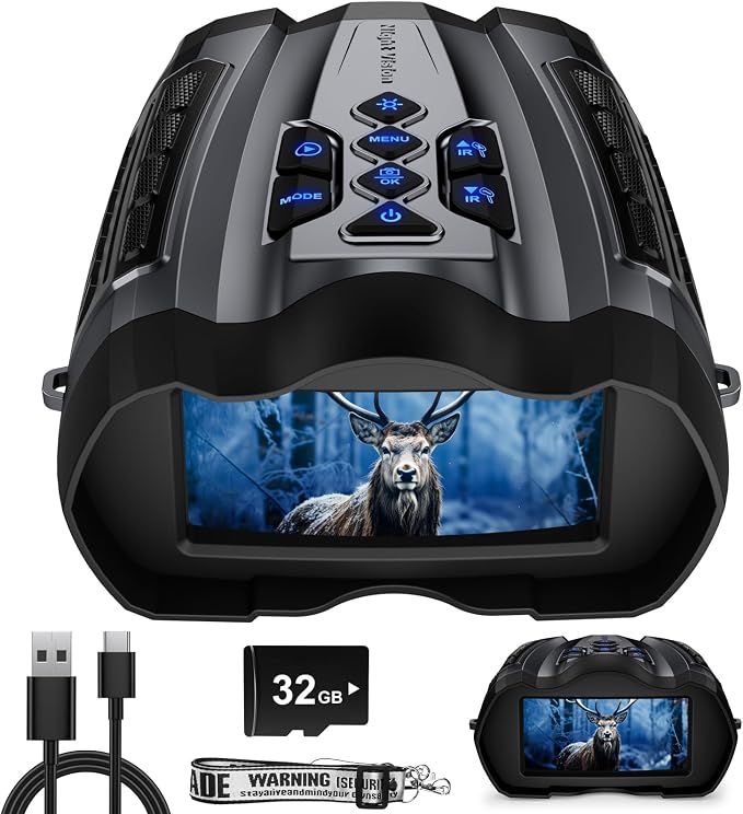 Night Vision Goggles,4K Night Vision Binoculars for Adult with 5000mAh Rechargeable Battery,16X Digital Zoom,3.5" HD Screen and 1000FT Viewing Range,32GB TF Card for Photo and Video,Ideal Gift for Men