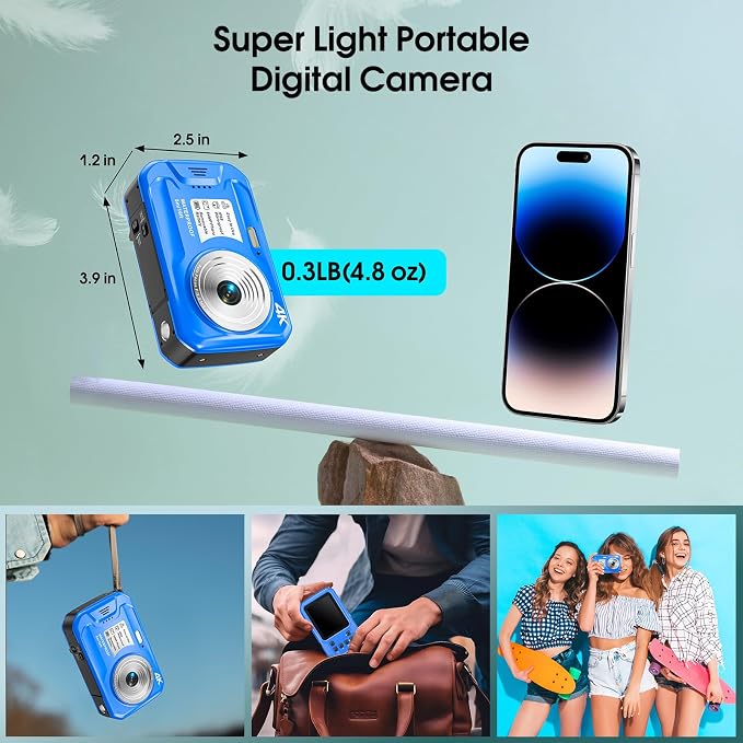 4K Underwater Camera, 64MP 16FT Waterproof Digital Camera with 16GB Card, Autofocus Floatable Waterproof Camera with IPS HD Screen, 16X Digital Zoom, Fill Light, for Snorkeling, Surfing, Swimming