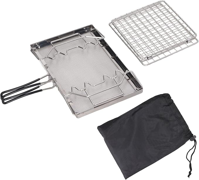 Camping Stove Toaster, Stainless Steel Portable Foldable Stable Structure Gas Toaster for Outdoor Stovetop Camping