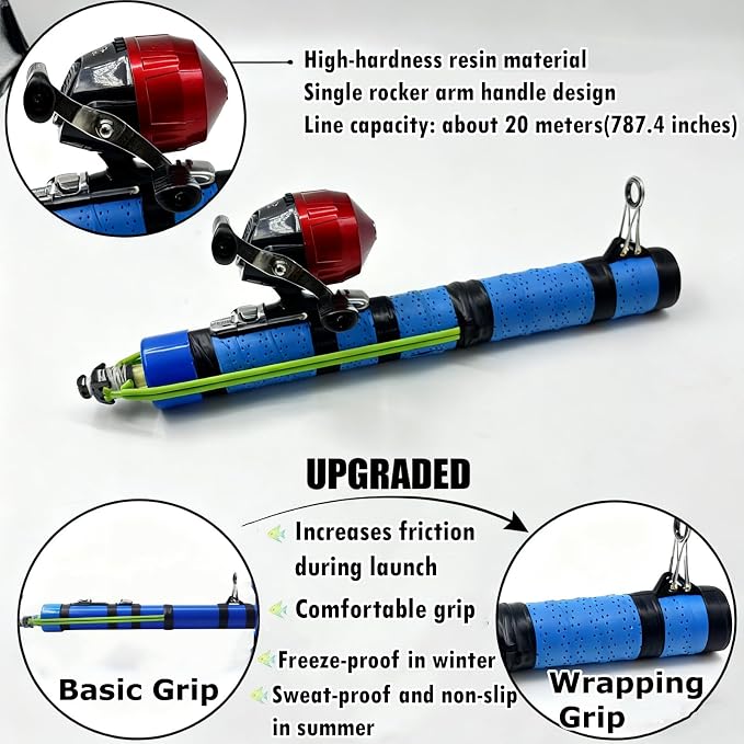 Fishing Catapult Rod Spincast Reel Portable Salt Fresh Water Gear | Upgraded Wrap Foam Grip, Anti-Slip & Freeze-Proof; Attach Sinkers to Hooks for Long Casting Distancer
