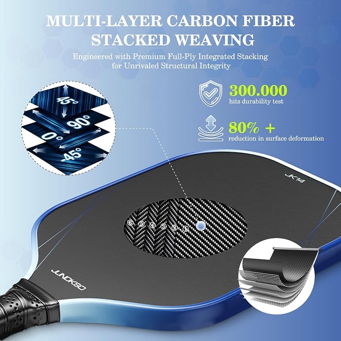 Pickleball Paddles Set of 2 - Composite Carbon Fiber Pickle Ball Paddle - USAPA Approved Pro Pickle Racket - Portable Outdoor Sports Equipment - Men's and Women's Training or Game Gift Set