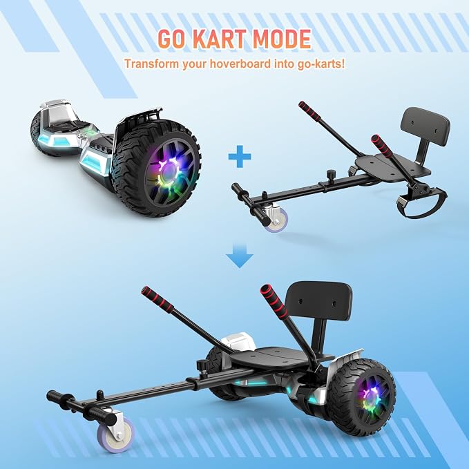 LIEAGLE Hoverboard, 6.5" Self Balancing Scooter Hover Board with Bluetooth Wheels LED Lights for Kids Adults