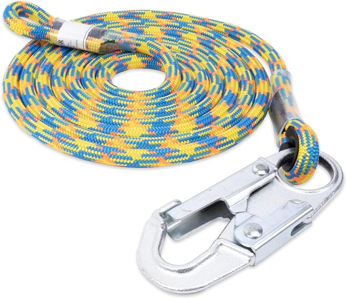 Rock-N-Rescue RNA 11.8mm Drenaline Economy Lanyard 12ft | Durable Climbing Line with Heavy-Duty Steel Snap Hook | Smooth Operation | 5,400lb Tensile Strength | Arborists & Rescue