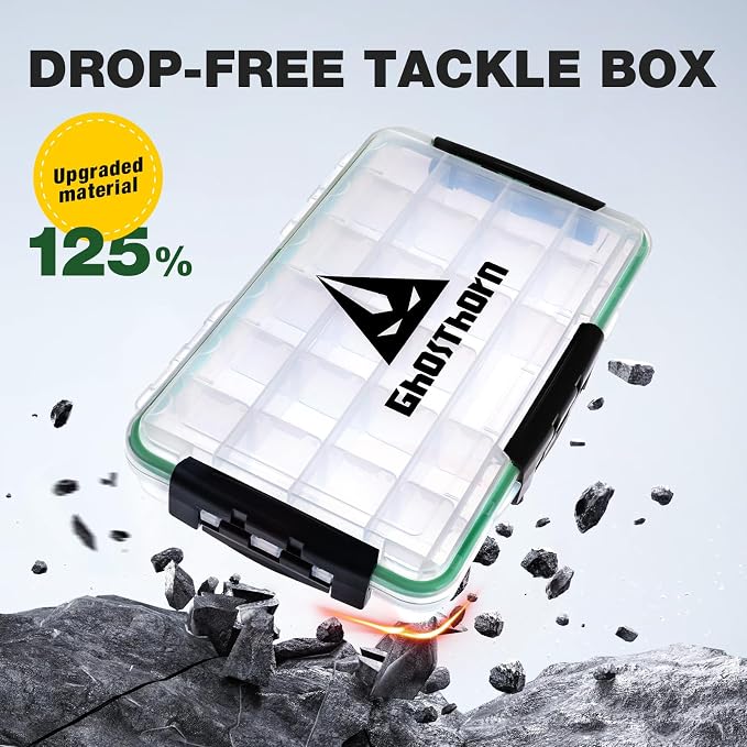 Ghosthorn Waterproof Fishing Tackle Box Organizer 3700 Lure Storage 3 Pack | Clear Tackle Organizer with Removable Dividers for Lures, Hooks and Fishing Gear Portable 3600/3700 Storage Boxes Trays