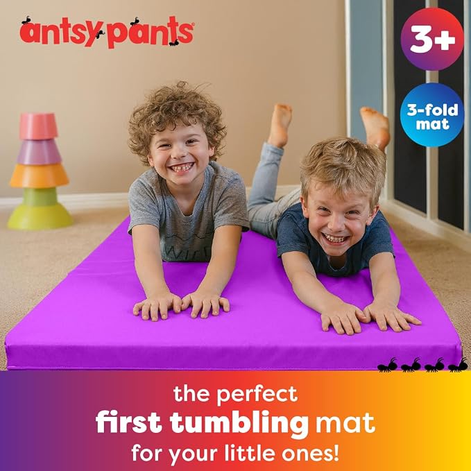 Antsy Pants Tumbling Mat for Kids – Gymnastics Mat, Easy to Clean, Sturdy, Foldable Tumbling Mats, Padded, Lightweight, Portable, Gymnastics Equipment for Active Play