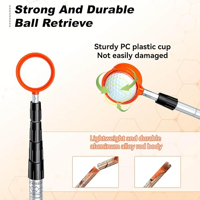 SPEENSUN Golf Ball Retriever, Max 6/9/12/15Ft Lightweight Portable Stainless/Aluminum Alloy Telescopic Golf Ball Grabber for Water, Bushes, Grass and Sand, Golf Accessories Gifts for Men Women