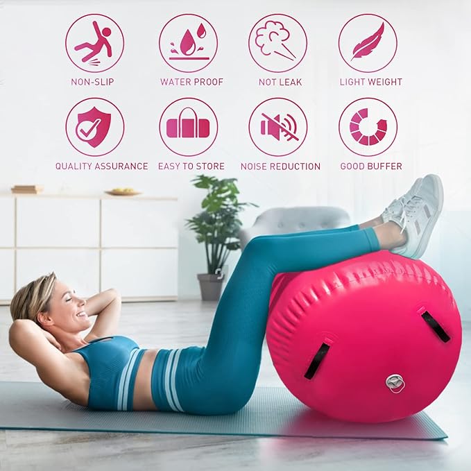 86 York Air Barrel Gymnastics Roller Inflatable Tumbling Mat, Back Handspring Training Air Mat Tumble Track Gymnastics Equipment For Home Use, Gym Training, Yoga Balance Exercise, Cheerleading with Electric Pump