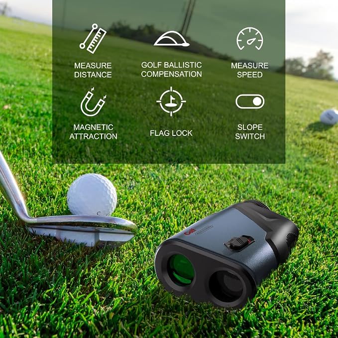 Golf Rangefinder with Slope and Pin Flagpole Lock Vibration, 1200 Yards Range Finder, External Slope Switch, Golf Tournament Legal, Rechargeable Battery, Magnetic Stripe, 6X Magnification-Blue