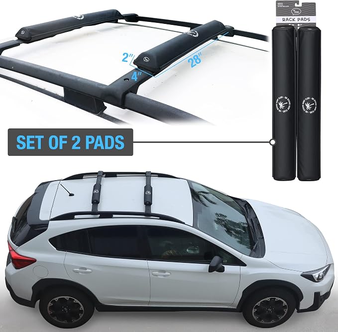 Ho Stevie! Surfboard/SUP Aero Roof Rack Pads (Set of 2 Pads, 28" or 17") for Cars with Crossbars (28")