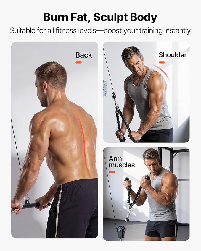 VEVOR LAT Pulldown Attachments, Cable Machine Rowing T-bar V-bar Tricep Pull Down Bar, Back Strength Training Rubber Coated Handle Grip, Bicep Curl Tricep LAT Pulldown Bar for Home Gym Fitness