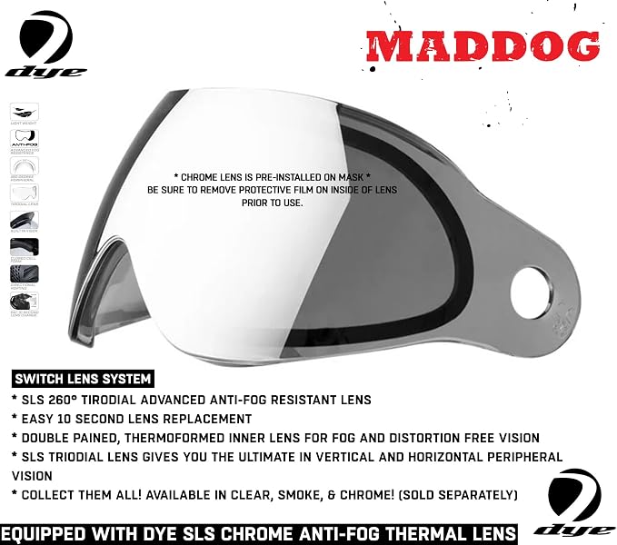 Maddog Dye SE Special Edition Paintball Mask Goggle System | Replaceable SLS Thermal Dual-Pane Anti Fog Lens | Adjustable Full-Face Safety Certified Protection