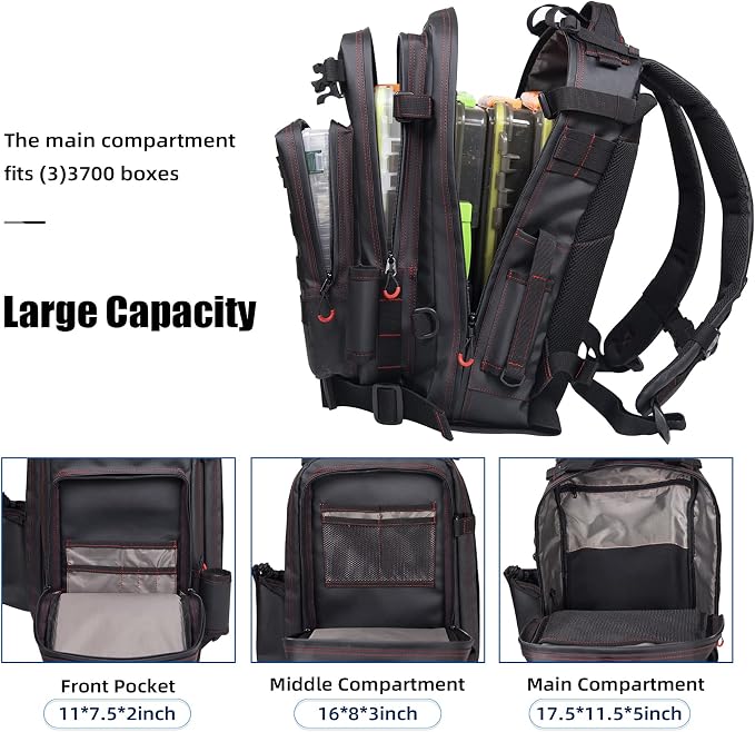 BLISSWILL Fishing Backpack - Waterproof with Rod Holder, Ideal Fishing Gear and Gifts for Men
