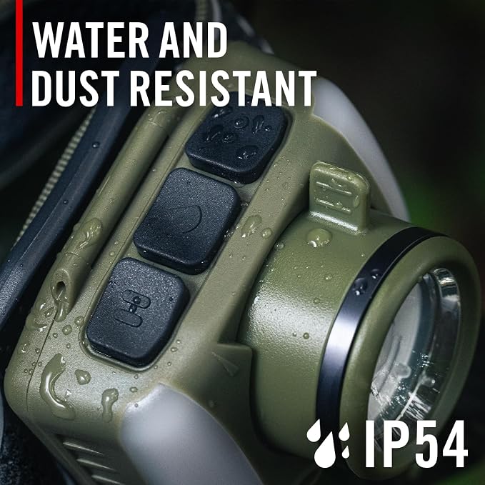 Coast FL97R Voice-Controlled 1200 Lumen Rechargeable LED Headlamp with Pure Beam Spot & Flood, ARC Lighting, Red & Green Color Modes, Glide Focus Radial Arm Dial and USB-C Charge Port, Forest Green