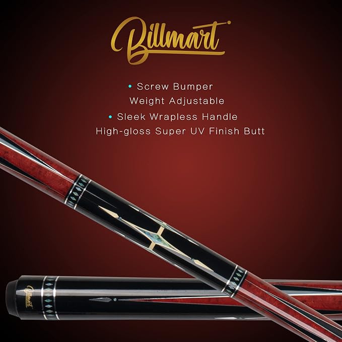 Billmart Pool Cue Stick, Low Deflection Shaft Billiard Cue Sticks with Hard Case, Pool Table Sticks Queue, 19-21 oz Pool Que