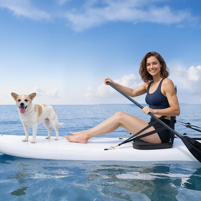 VEVOR Kayak Seat, Universal Paddle Board Seat with Adjustable Back Support, Multiple Thickness Options (0.5” to 2.6”), Soft Padded Cushion & Storage Bag for SUP, Canoe, Fishing Boat, Inflatable Kayak
