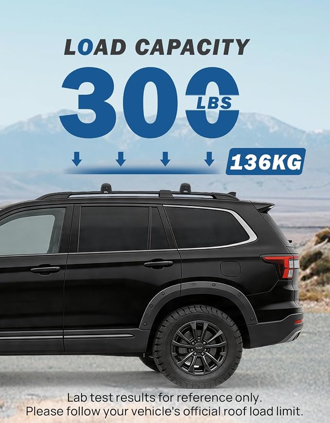 JOYTUTUS 300lbs Lockable Roof Rack Cross Bars Compatible with Honda Pilot 2023-2026 Elite Sport Touring Trailsport (Not for LX & EX-L), Heavy Duty Aluminum Anti-Theft Roof Rails Crossbars