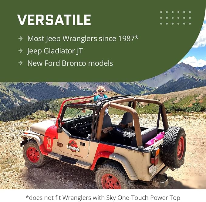 Jammock Heavy Duty Hammock for Wrangler & Bronco - Roof Cargo Net Rated for 350 pounds, Windjammer & Hammock Accessory Compatible with Jeep Wranglers, Gladiators, & Ford Broncos