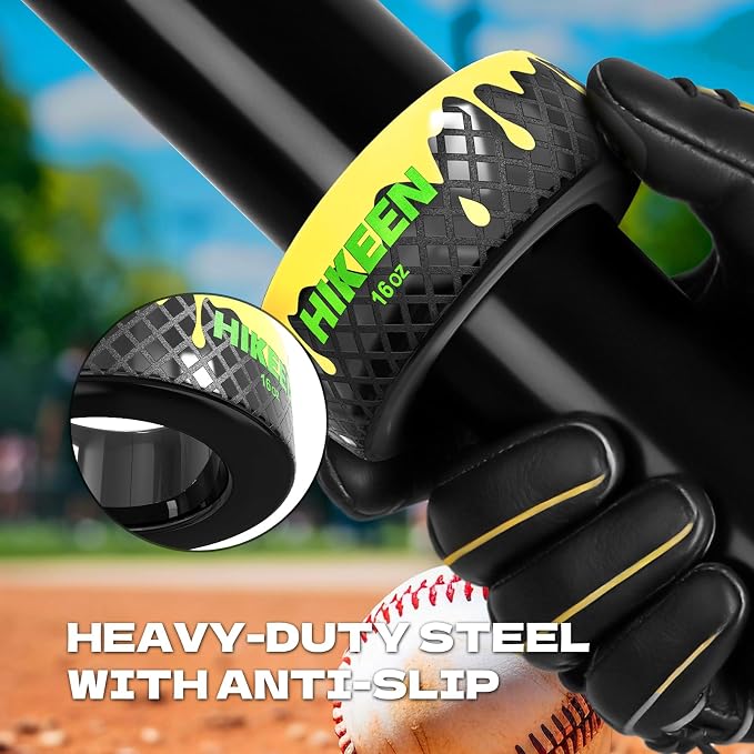 Hikeen Baseball and Softball Bat Weights - 12oz & 16oz Baseball Drip Bat Donut for Swing Training, Fits Most Youth and Adult Bat