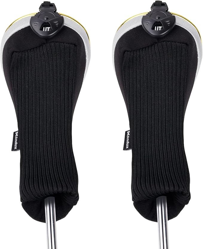 Andux 4Pcs/Set Gold Golf Hybrids Club Head Covers with Dial No. Tag MT/HY12