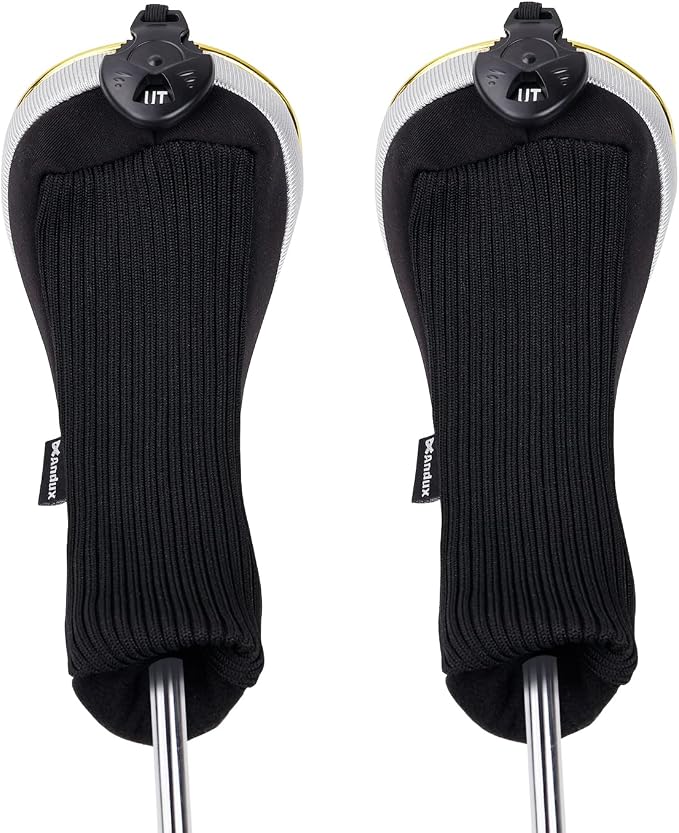 Andux 4Pcs/Set Gold Golf Hybrids Club Head Covers with Dial No. Tag MT/HY12