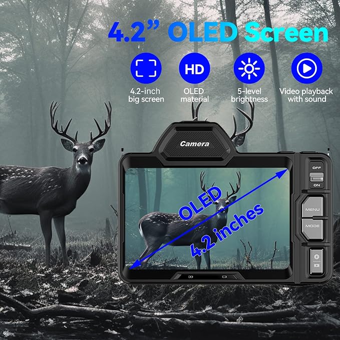 Night Vision Binoculars for Adults - Full Color in Darkness, 4K Video with Sound, Nightvision Goggles Military Grade, 4.2" OLED Screen, Hunting Accessories, 64GB TF Card, Gadgets for Men