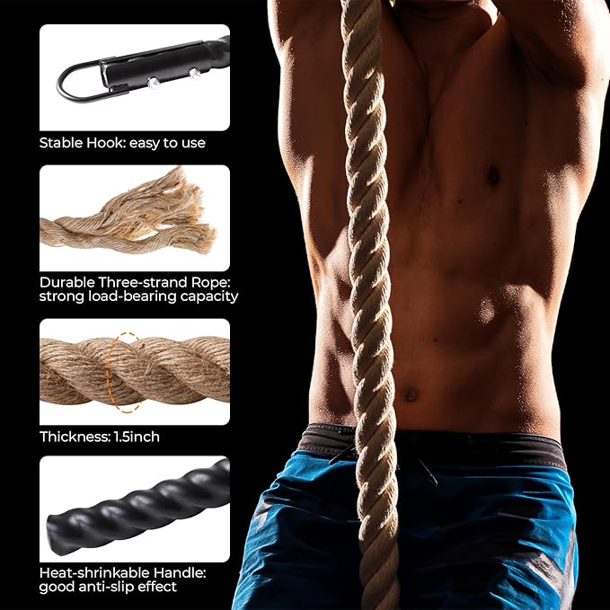 Climbing Rope Gym Climbing Rope for Fitness and Strength Training, Rock Climbing and Home Workouts Adult Climbing Rope Kids Outdoor Climbing Rope or Home Indoor Climbing Rope