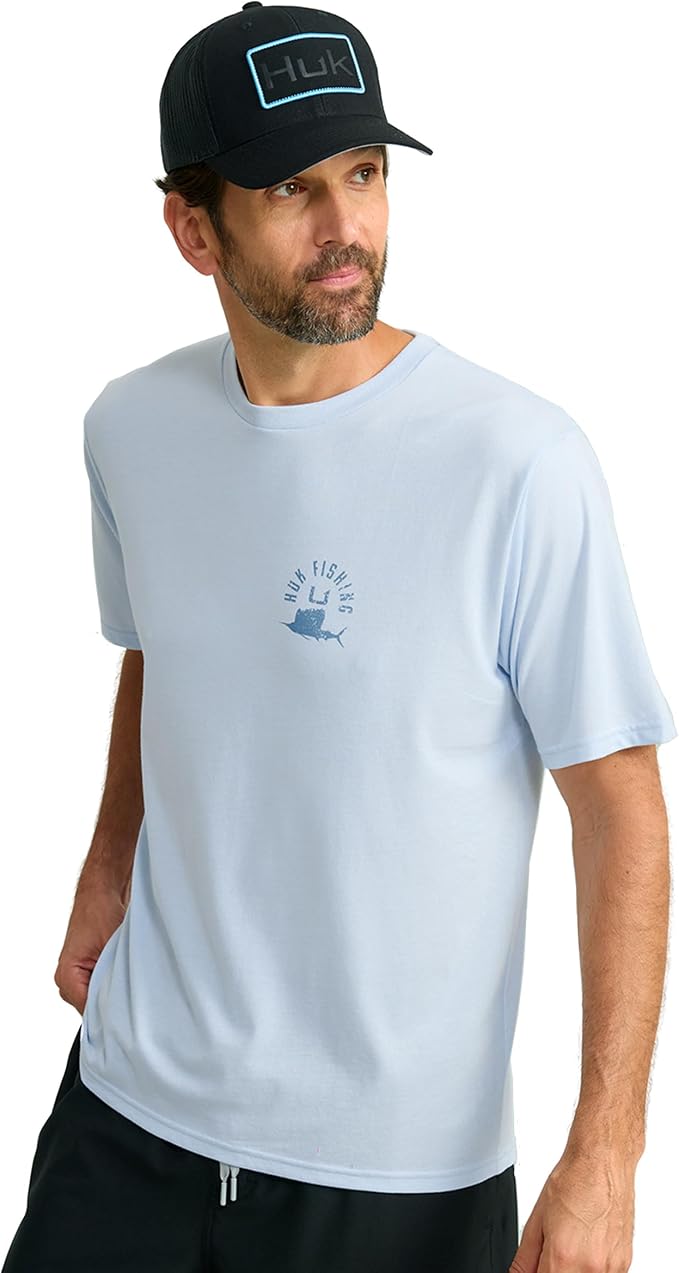 HUK Mens Performance Fishing Logo Tee, Short Sleeve T-Shirt for Men