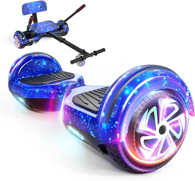 LIEAGLE Hoverboard, 6.5" Self Balancing Scooter Hover Board with Bluetooth Wheels LED Lights for Kids Adults