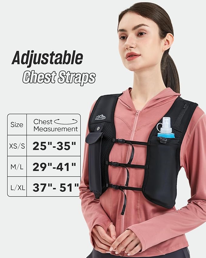 Zelvot Running Vest for Women Men, Adjustable Running Phone Holder Vest, USA Original Patent, Running Hydration Vest with 500ml Soft Flask, Reflective Running Backpack for Hiking Cycling