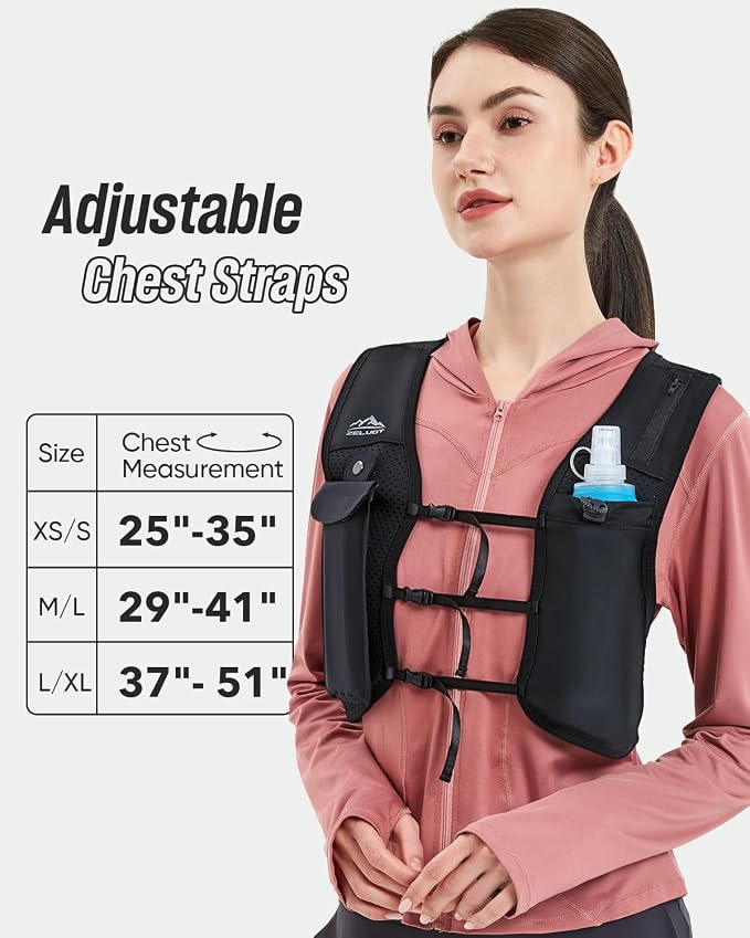Zelvot Running Vest for Women Men, Adjustable Running Phone Holder Vest, USA Original Patent, Running Hydration Vest with 500ml Soft Flask, Reflective Running Backpack for Hiking Cycling