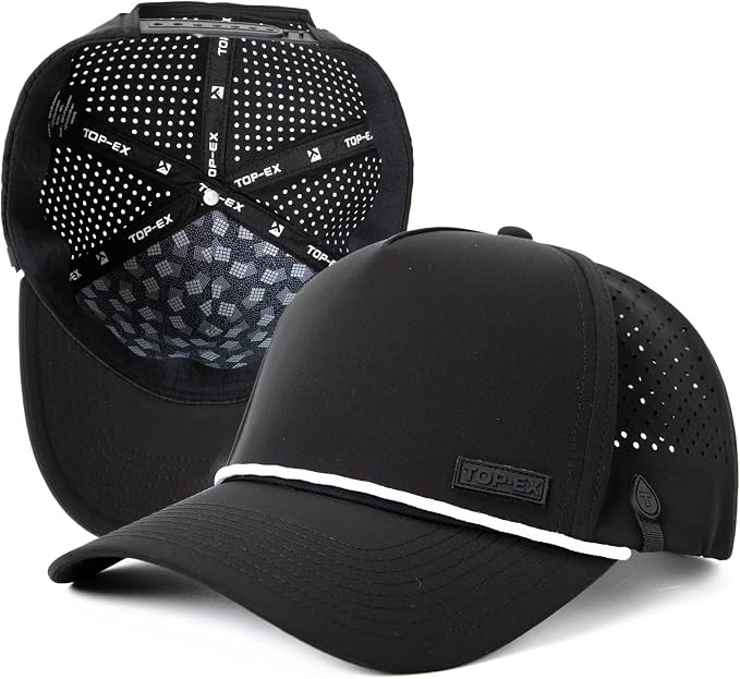 TOP-EX Performance Baseball Hat for Men Water Resistant Golf Cap Running Cooling Snapback Laser Perforated