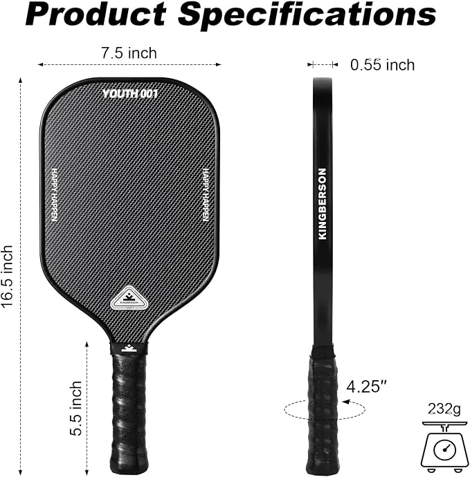 Carbon Fiber Pickleball Paddles Set of 2, with Balls, Bag & Grip Tape | Carbon Fiber Paddles with Honeycomb Core Deliver Spin, Control and Comfort for All Skill Levels