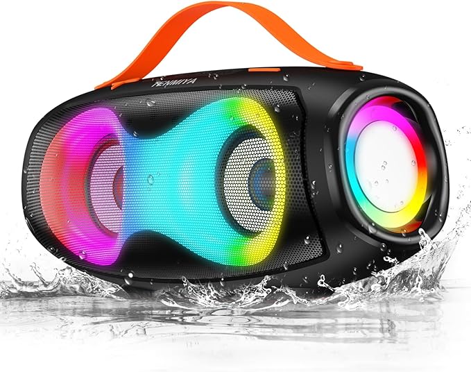 Portable Bluetooth Speaker,IPX5 Waterproof WirelessSpeaker with Dynamic Lights,TWS Pairing to 40W Stereo Sound,Bluetooth 5.0,20H Playtime, Outdoor/Home SmallSpeakers as Gifts for Kids Teens or Women