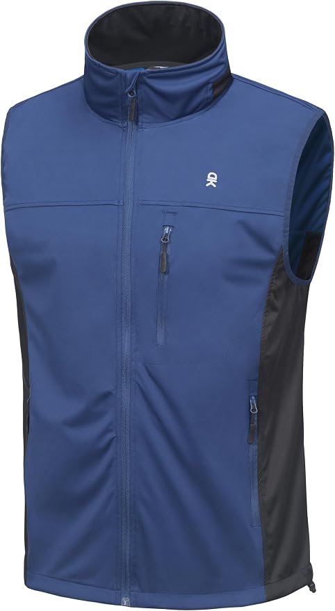 Little Donkey Andy Men's Lightweight Softshell Vest, Windproof Sleeveless Jacket for Running, Hiking, Cycling, Golf