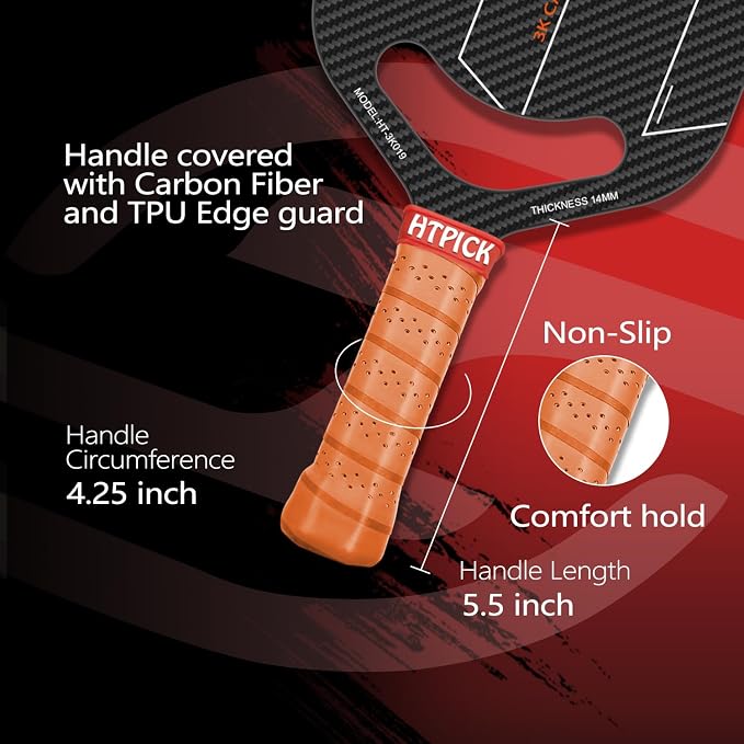 Pickleball Paddles, Professional Carbon Fiber Pickleball Paddle for High Spin & Powerful Shots with Honeycomb Core Pickleball Racket for Indoor Outdoor Play