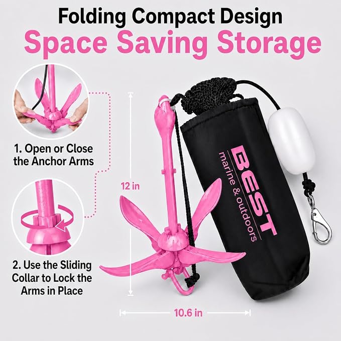 Best Marine and Outdoors Kayak Anchor, 3.5 Pound Anchor System Kit for Kayaks, Canoes, SUP Paddle Boards & Jet Skis, Fishing, Boating & Kayaking Accessories