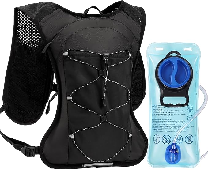 HIPONY Hydration Backpack with 2L Leak-Proof Water Bladder, Lightweight Running Hydration Pack, Adjustable Vest Style Water Backpack for Hiking, Cycling and Trail Running