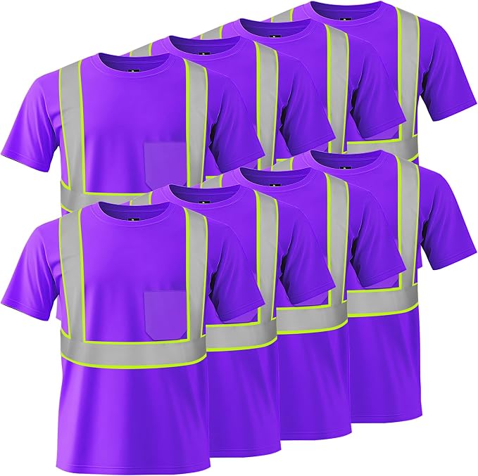 W&H Hi Vis Safety Short Sleeve Shirts Class 2 Reflective Birdeyes Fast Dry Breathable with Black Base for Work