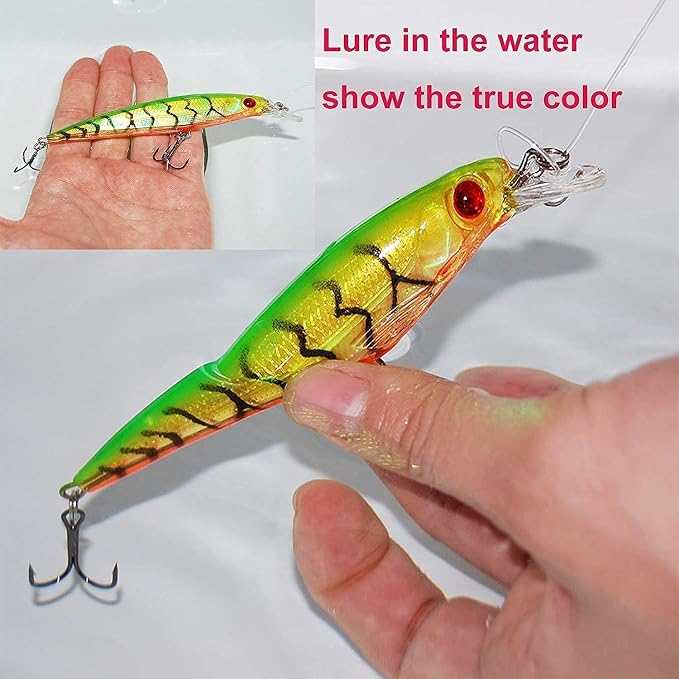 Fishing Lures Kit Crankbait Minnow Hard Bait Set Deep Diving Jerkbait Swimbait Popper Pencil Walleye Lures Artificial Fishing Bait for Bass Trout Redfish Saltwater Freshwater Fishing Lure