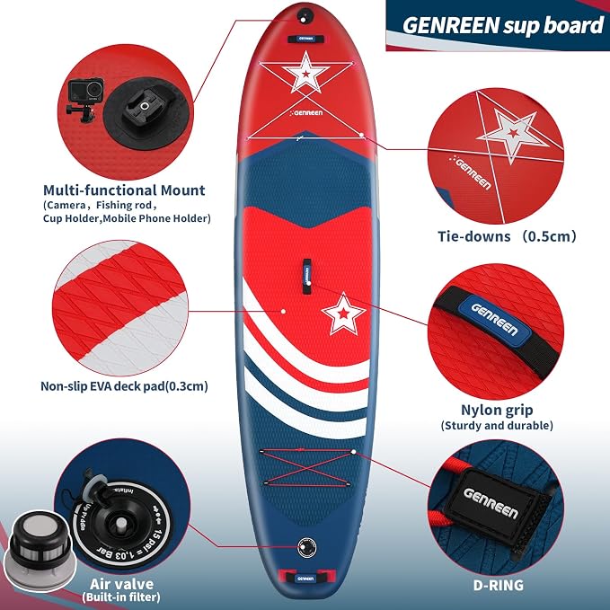 Paddle Board Stand up Paddle Board (Extra Large 11'*33/34") Newly Improved 2 Side Layers 450LBS Quality Inspection×5 (All-Season for JP customers) paddleboards Fishing Family Pet Friendly