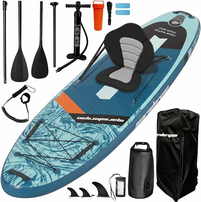 11'x34 Inflatable Paddle Board for Adults Youth, Extra Wide 430LBS Capacity SUP, Stable 2-3 Person Family for Lake Ocean Fishing Surfing Yoga, Includes Accessories