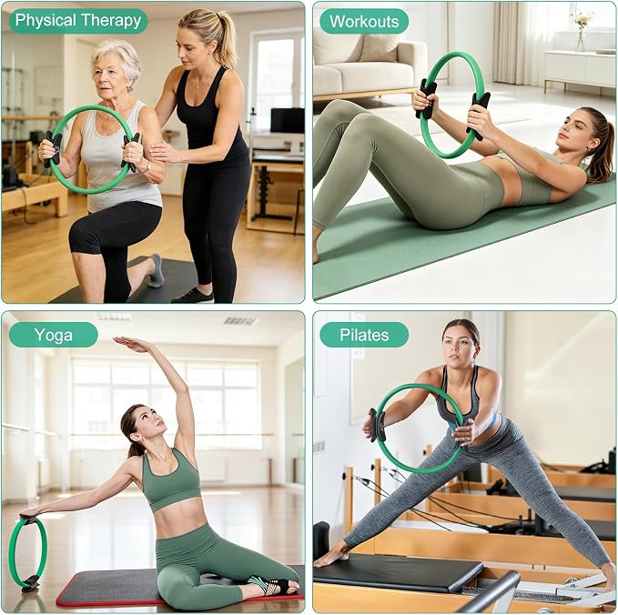 Pilates Ring, 14" Magic Circle Pilates Ring for Women Home Workout, Fitness Circle Exercise Equipment for Inner Thigh Toning, Yoga Ring with Foam Padded Handles for Core & Full Body Training