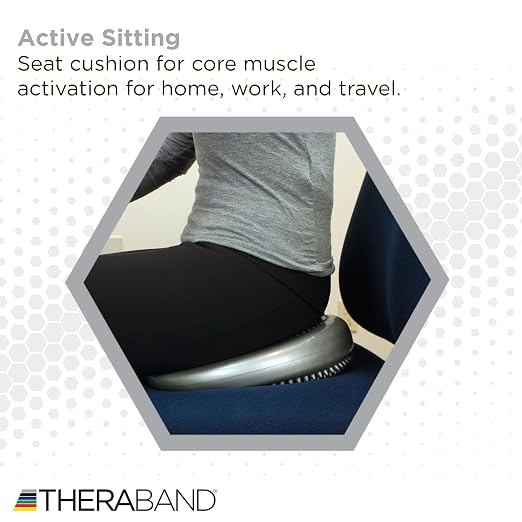 THERABAND Stability Disc, 13-Inch Silver, Latex-Free, Pre-Inflated Balance Cushion for Core Strength, Wobble Seat for Posture & Active Sitting, Wobble Disc for Office Chair or Rehab