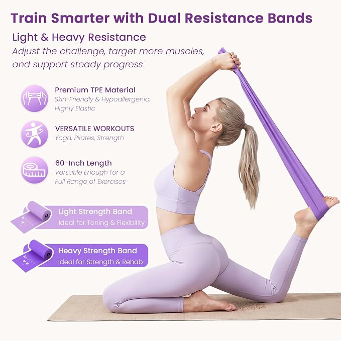 Pilates Kit - 15" Pilates Ring Set for Women Home Workouts, Pilates/Yoga Equipment for Beginners, Pilates Magic Circle with 9" Core Ball, Resistance Bands, Guide & Bag