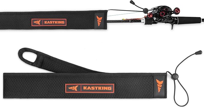 KastKing MeshGuard Rod Socks, Fishing Rod Sleeve, Neoprene Fishing Pole Sleeve, Fishing Rod Covers, Built-in Hanging Loop & Adjustable Lanyard, Fits Casting, Spinning, & Fly Rods
