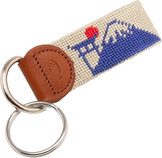 Leather Hand-Stitched Needlepoint Key Fob or Key Chain