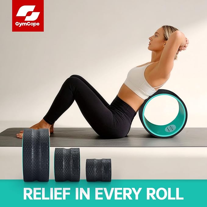 GymCope 3pack Back Wheel Foam Roller – Targeted Back & Neck Relief, Lumbar Spine Stretcher, Spinal Decompression Stretcher, Massage Roller with Density Foam for Physical Therapy, Supports 500lbs