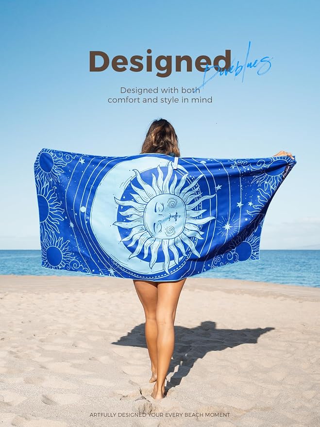 Diveblues Microfiber Beach Towel, Sand Free Travel Towels, Oversize Large 79" x 57" Lightweight Towel, Quick Dry, SuperAbsorbent, for Camping, Pool, Gym, Yoga, Women Men Kids Beach Essentials Gift