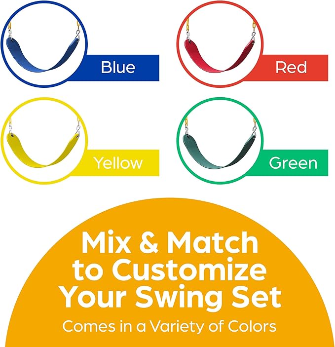 Jungle Gym Kingdom Swing for Outdoor Swing Set - Swing Seat Replacement Kit with Heavy Duty Chains - Backyard Swingset Playground Accessories for Kids - Yellow, 1 Pack